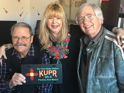 OutWest Hour Radio Show Guest Musician Doug Muchmore in the Studio with Bobbi and Jim Bell